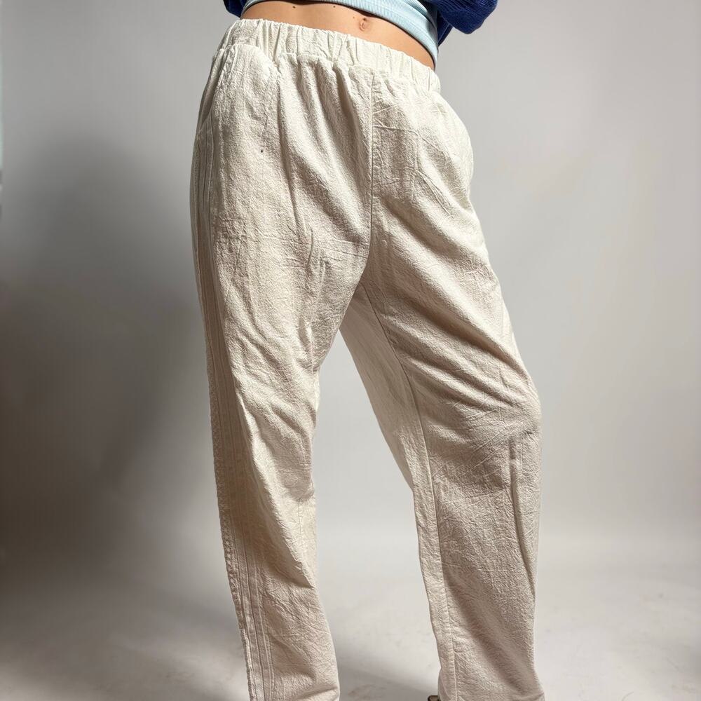 White Straight Leg Pants with Athletic Stripes - Label Large (Fits Small) - Picture 5 of 7